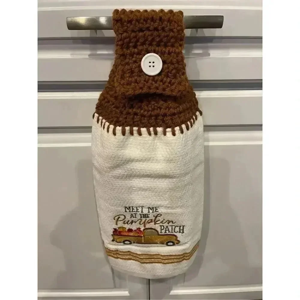 Crochet Top Kitchen Towel- Meet Me At The Pumpkin Patch